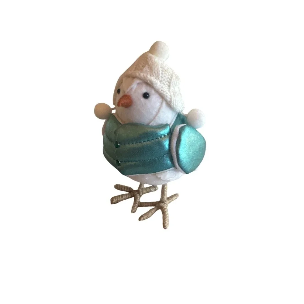 Winter Bird Figurine With Knit Hat & Scarf Target Wondershop White Green Vest